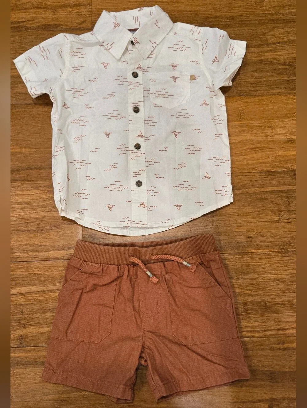 Carter's Baby Toddler Short Sleeve Button Down & Shorts Matching Set